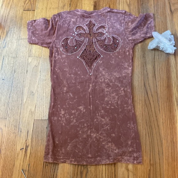 Affliction jeweled tee with lace fleur de lis size S, NWOT - Picture 3 of 5